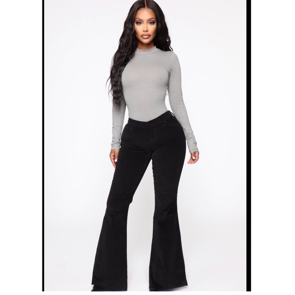 Fashion Nova Feel Me Low Rise Corduroy Flare Pants